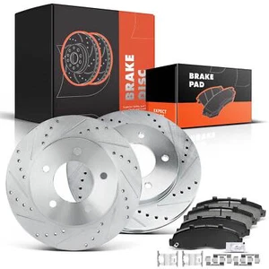 Front Left & Right Drilled Rotor & Ceramic Brake Pads for Ford F-150 1997-2003 - Picture 1 of 8
