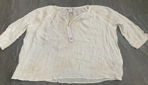 Camicetta panna scollo a V House of Harlow 1960 con scollo a V e ricamo taglia media - Foto 1 di 9