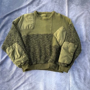 Men's Vetements Military Green Patched Crewneck Pullover Knit Sweater Sz Small - Picture 1 of 8