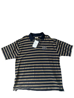 VINTAGE RUSSELL ATHLETIC NOTRE DAME IRISH BLUE GOLD STRIPED POLO MENS XXL - Image 1 of 4