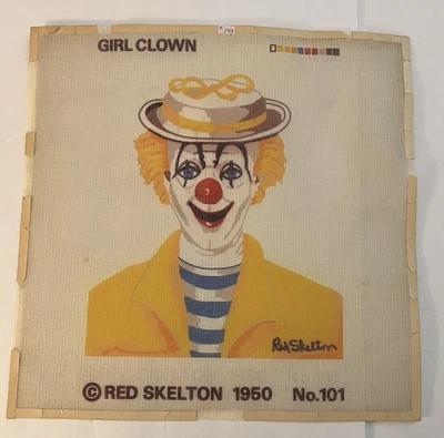 Vintage Red Skelton Needlepoint Canvas – Girl Clown No. 101 (1950) - Image 1 of 4