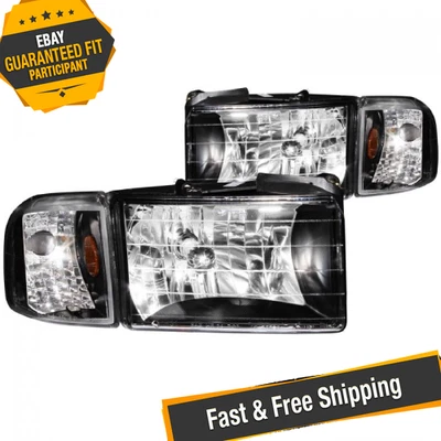Faros transparentes/negros Anzo 111067 con luz de esquina para 94-02 Dodge Ram 2500/3500 Foto 1 de 4