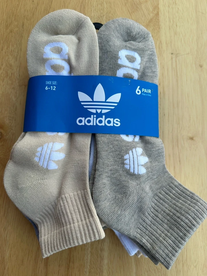 Adidas Men's 6-Pair Quarter Socks Beige/Oatmeal/White/Gray
