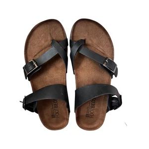 White Mountain Footbeds Black Leather Sandals Sizze 8M NWT - Picture 1 of 4