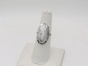 Native American Navajo Handmade Sterling Silver & White Buffalo Ring Size 6.5 - Picture 1 of 8