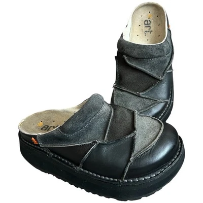 Mules para mujer The Art Company talla EU 38 plataforma gruesa de cuero negro y gris Foto 1 de 4