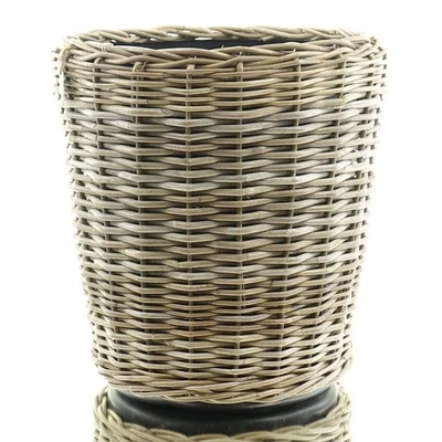 VAN DER LEEDEN DRYPOT® Rattan Pflanzkübel Grau Ø 45 cm - Sylter Körbe - Bild 1 von 4