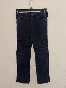 True Religion Boys Geno Relaxed Slim Black Jeans Size 6 Adjustable Waist - Picture 1 of 9