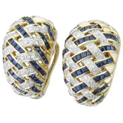 Ohrstecker Diamanten Saphire 750er Gelbgold - Bild 1 von 2