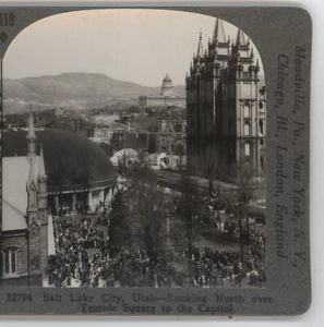 North over Temple Square Salt Lake City UT Keystone Stereoview c1910 - Bild 1 von 3