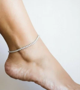 7CT Round Cut Lab-Created Diamond Women's Tennis Anklet in 14K White Gold Plated - Picture 1 of 7