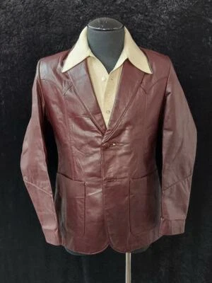  1960's Belt Back Dark Chocolate Leather Jacket by Otero Reverse Pleat Deuce Mod - Image 1 of 4