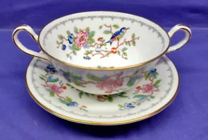 (MD) JUEGO DE CUPÉ Y PLATILLO DE SOPA AYNSLEY PEMBROKE VINTAGE - ¡NUEVO ESTADO! - Imagen 1 de 4