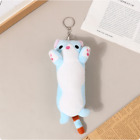 Lovely Long Cat Plush Doll Toys Soft Stuffed Animal Keychain Backpack Blue