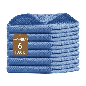 6 Pack Kitchen Towels and Dish Cloths 100% Cotton Soft Absorbent Quick Drying... - Picture 1 of 6