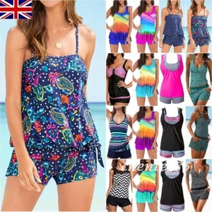 Women Sporty Tankini Set with Boy Shorts Swimwear Swimsuit Bathing Suit Bikini. - Picture 1 of 18