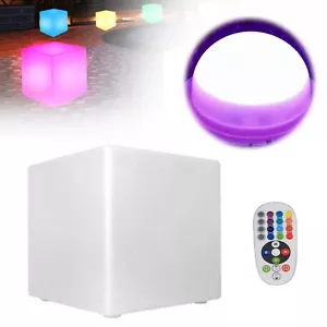 Rechargeable LED Cube Chair Light 16 RGB Colors LED Glow Cube Seat with Remote - Picture 1 of 22
