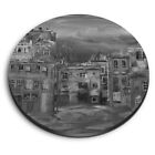 Round MDF Magnets - BW - Art Painting Street Homes Houses #42849