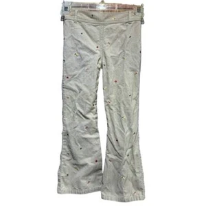 Gymboree XL Girls Long Embroidered Fruit Khaki Tan Corduroy Pants w Belt Loops - Picture 1 of 4
