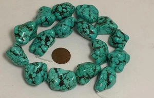 15.5" free form chalk turquoise  nuggets/15mm-20mm(D437-w5) - Picture 1 of 1