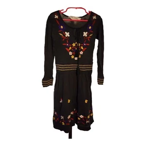 Jak & Peppar Boho Dress Girls Size 6X Blue Long Sleeve Cotton Crepe Embroidered  - Picture 1 of 6