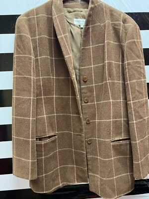 Women "Giorgio Armani" brown/pink checkered button u coat.Size 8 Prev.  - Image 1 of 2