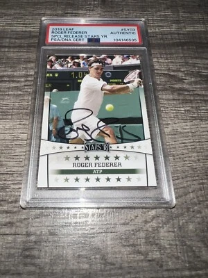 Roger Federer Signed 2018 Leaf Trading Card Special Release Stars GOAT PSA/DNA - Image 1 of 2