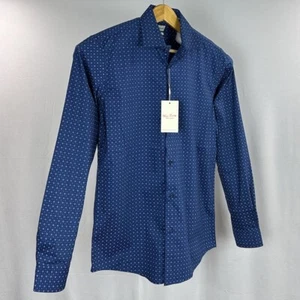 LUCKY BRAND Dress Shirt Men Medium 15-15.5 34/35 Blue Long Sleeve Button-Up Slim - Picture 1 of 13