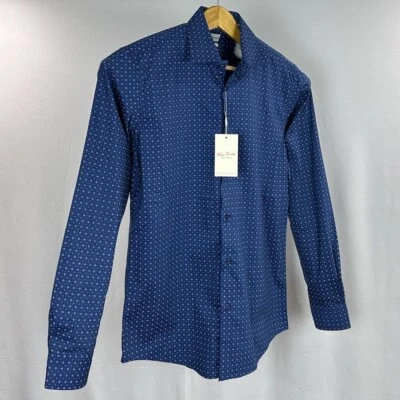 LUCKY BRAND Dress Shirt Men Medium 15-15.5 34/35 Blue Long Sleeve Button-Up Slim - Image 1 of 4