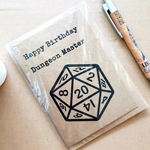 Dungeons and Dragons Birthday Card - Happy Birthday Dungeon master d20 - Picture 1 of 4