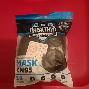 Healthy Shield Black KN95 Protective 5 Layer Face Mask BFE 95% Disposable - Picture 1 of 3