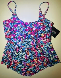 Nuevo con etiquetas Traje de baño Maxine of Hollywood 10 12 Tankini Top multicolor pincelada $42 - Imagen 1 de 5