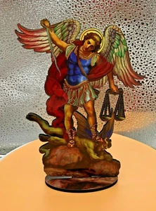 Statua San Michele Arcangelo 6" immagine laser su legno sottile, nuova #AB-33 - Foto 1 di 5