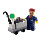 LEGO® Zug Minifigur Porter & Gepäckkoffer Trolley Bahnhof Arbeiter Geschenk