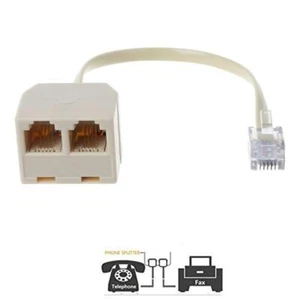 Telephone Splitter, RJ11 6P4C 1 Male to 2 Female Adapter,2 Way H7I8 G9V0 D6W3 - Zdjęcie 1 z 8
