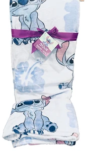 Lilo Stitch Light Blue Hibiscus Flower Plush Disney Throw Blanket (60 x 70) NWT - Picture 1 of 6
