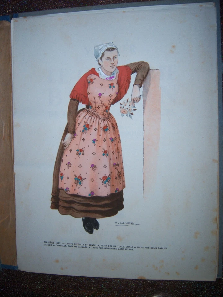 BRETAGNE le costume Breton DESSIN DE LHUER 24 x 32 cm NANTES 1907 - Photo 1/1