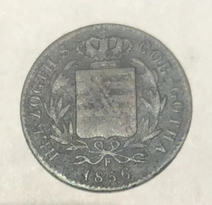 1856 F German States SAXE-COBURG-GOTHA Pfennig KM# 102 - Picture 1 of 4