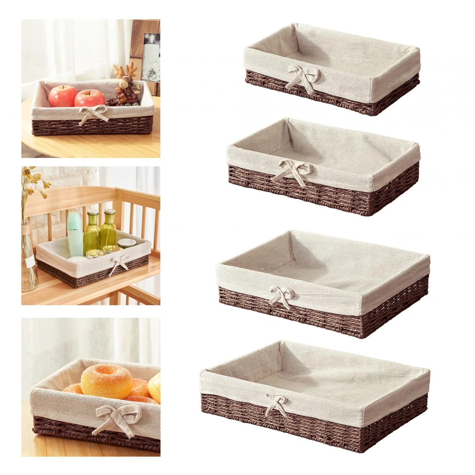 Woven Baskets Display Storage Countertop Picnic Basket Rectangular Organizer Bin - Image 1 of 1