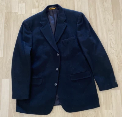 Blazer Bill Blass Chaqueta L Negro 100% Cabello Camel Franela 44 Largo Foto 1 de 4