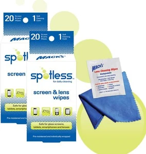 Toallitas impecables para pantalla y lentes Mack's (paquete de 20) - blancas/azules - Imagen 1 de 9