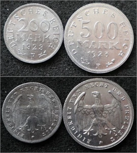 200 & 500 Mark 1923 - Mint F (Stuttgart) - Germany Weimar coins -#A127 - Picture 1 of 4