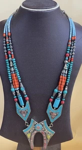 Collana antica tibetana fatta a mano dal design raro con turchese naturale... - Foto 1 di 6