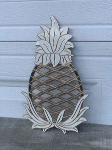 Vintage WMA Rogers Brass & Enamel Pineapple Trivet Wall Art Japan MCM Decor - Picture 1 of 11