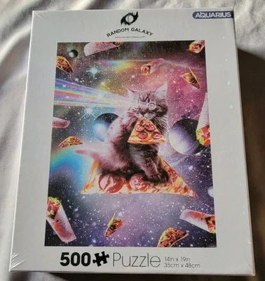 Aquarius Random Galaxy Cat Pizza Burrito Puzzle 500 Piece Jigsaw Space Tacos - Image 1 of 2