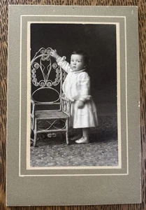 Studio Cabinet Card Cute Toddler w/ Wicker Chair - Picture 1 of 3