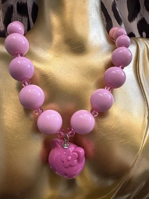 Collar Swarovski Tarina Tarantino Vintage Cabeza Rosa Hello Kitty Mascota Cuentas Foto 1 de 4