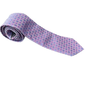 Corbata morada Hugo Boss 100% seda hecha en Italia, detalles en rosa y blanco - Imagen 1 de 9