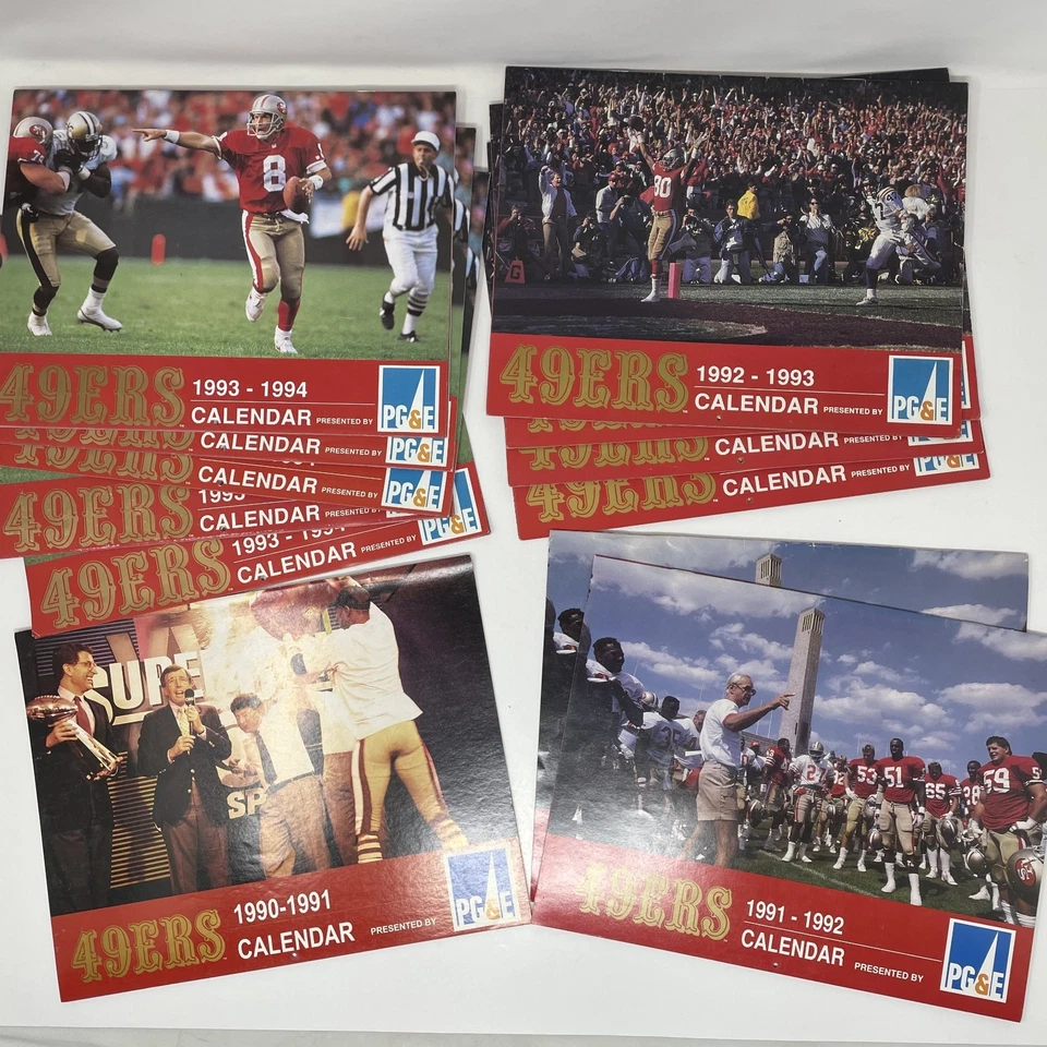 Lote de 12 calendários antigos dos anos 90 do San Francisco 49ers da NFL - Imagem 1 de 4