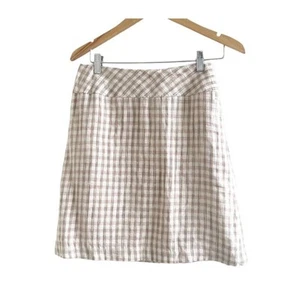 Vintage Anne Klein Petites Academia Checkered Plaid Mini Skirt 6 Linen Silk - Picture 1 of 9